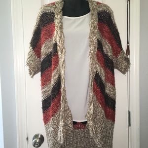 Orange/Brown Striped Cover Up Sweater Top